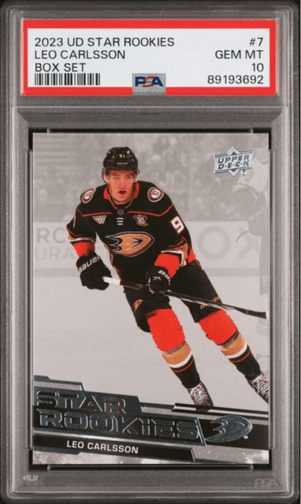 Graded 2023 Upper Deck Star Rookies Leo Carlsson #7 Box Set Rookie RC Hockey Card PSA 10 Gem Mint (ONLINE ORDER ONLY)