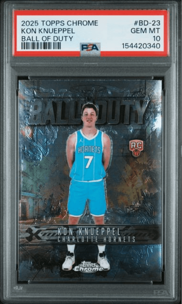 Graded 2025 Topps Chrome Kon Knueppel #BD23 Ball of Duty Rookie RC Basketball Card PSA 10 Gem Mint (ONLINE ORDER ONLY)