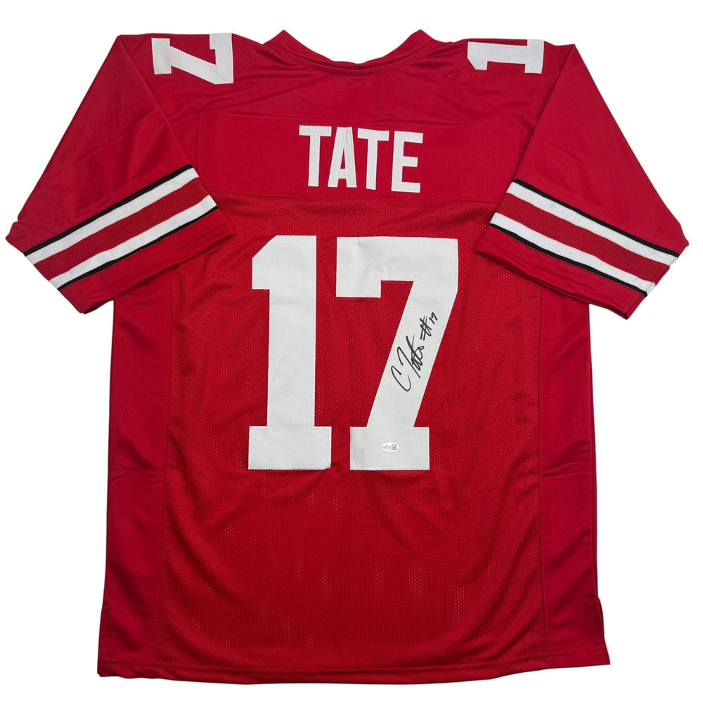 Autographed/Signed Carnell Tate Ohio State Red College Football Jersey JSA COA (ONLINE ORDER ONLY)