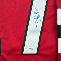 Autographed/Signed Simon Nemec New Jersey NJ Red Hockey Jersey JSA COA (ONLINE ORDER ONLY)
