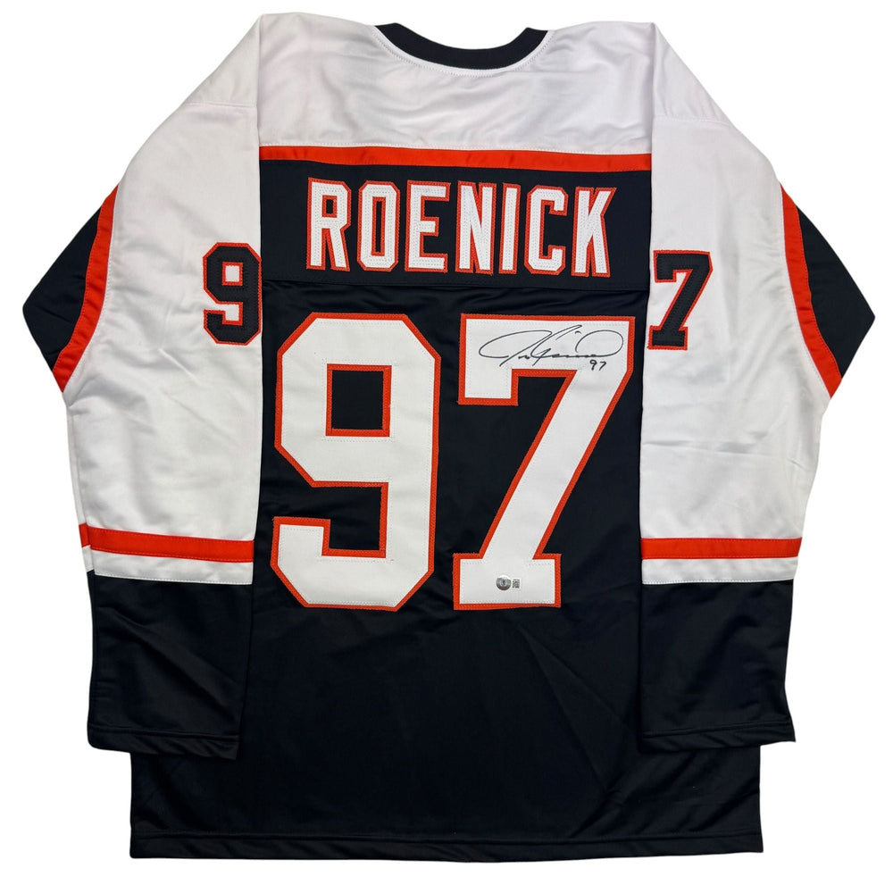Autographed/Signed Jeremy Roenick Philadelphia Black Hockey Jersey Beckett BAS COA (ONLINE ORDER ONLY)