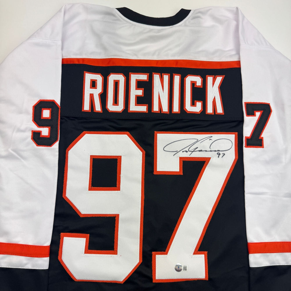 Autographed/Signed Jeremy Roenick Philadelphia Black Hockey Jersey Beckett BAS COA (ONLINE ORDER ONLY)