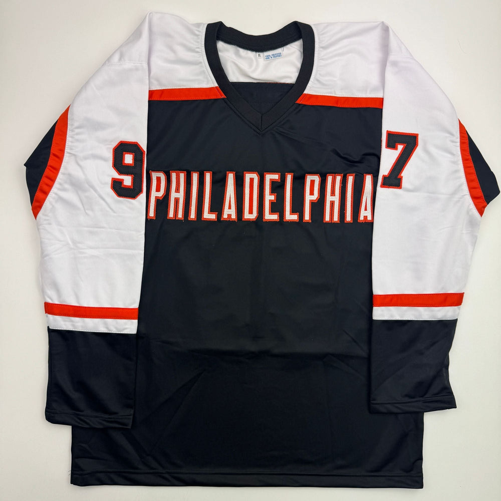 Autographed/Signed Jeremy Roenick Philadelphia Black Hockey Jersey Beckett BAS COA (ONLINE ORDER ONLY)