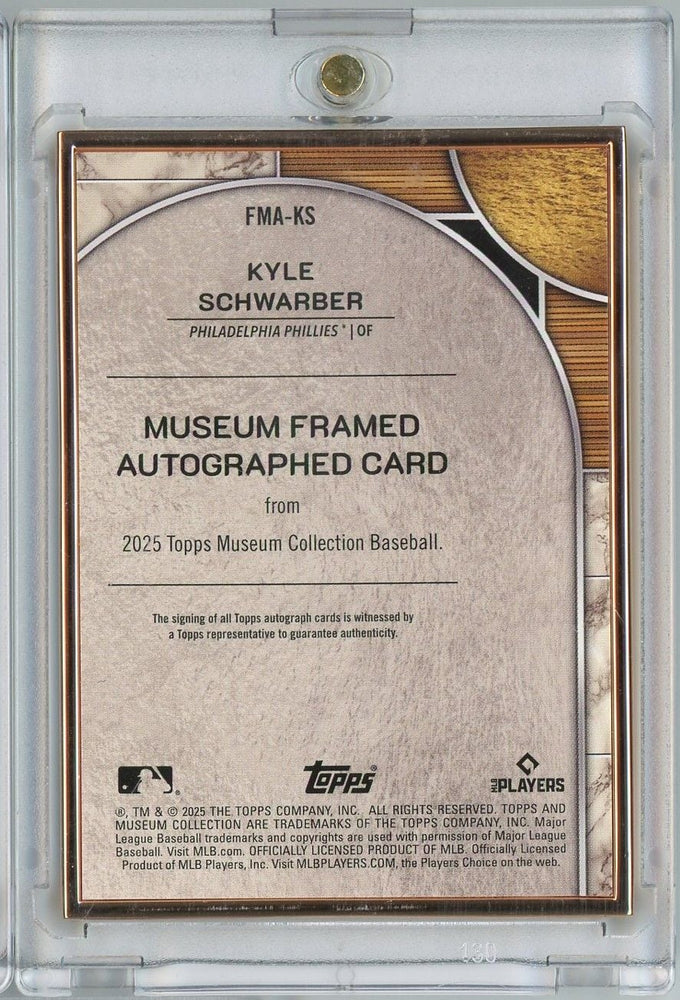 2025 Topps Museum Collection Kyle Schwarber #FMA-KS Museum Framed Autograph Card /35 Baseball Card (ONLINE ORDER ONLY)