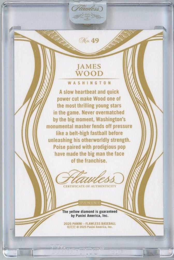 2025 Panini Flawless James Wood #49 Yellow Diamond /10 Rookie RC Baseball Card (ONLINE ORDER ONLY)