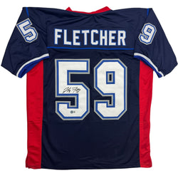 Autographed/Signed London Fletcher Buffalo Blue Football Jersey Beckett COA (ONLINE ORDER ONLY)