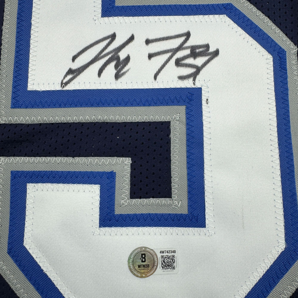 Autographed/Signed London Fletcher Buffalo Blue Football Jersey Beckett COA (ONLINE ORDER ONLY)