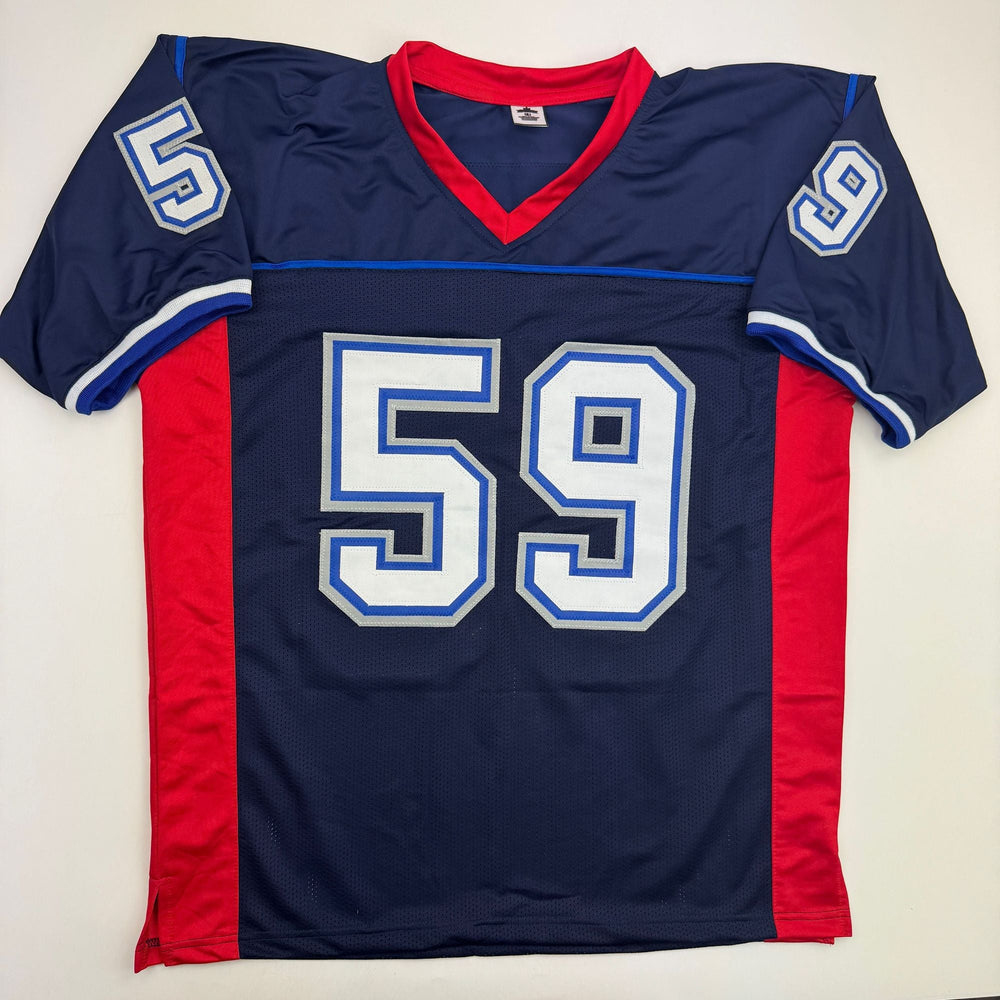 Autographed/Signed London Fletcher Buffalo Blue Football Jersey Beckett COA (ONLINE ORDER ONLY)