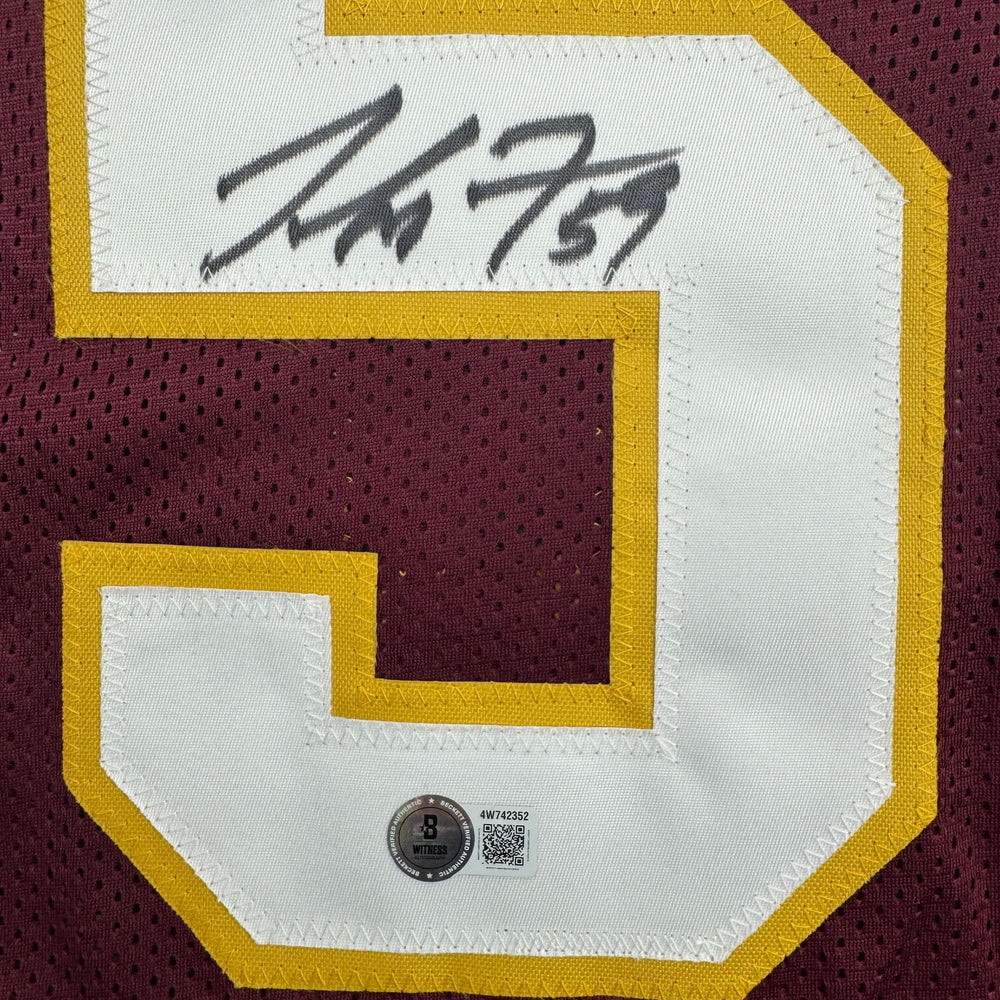 Autographed/Signed London Fletcher Washington Maroon Football Jersey Beckett BAS COA (ONLINE ORDER ONLY)