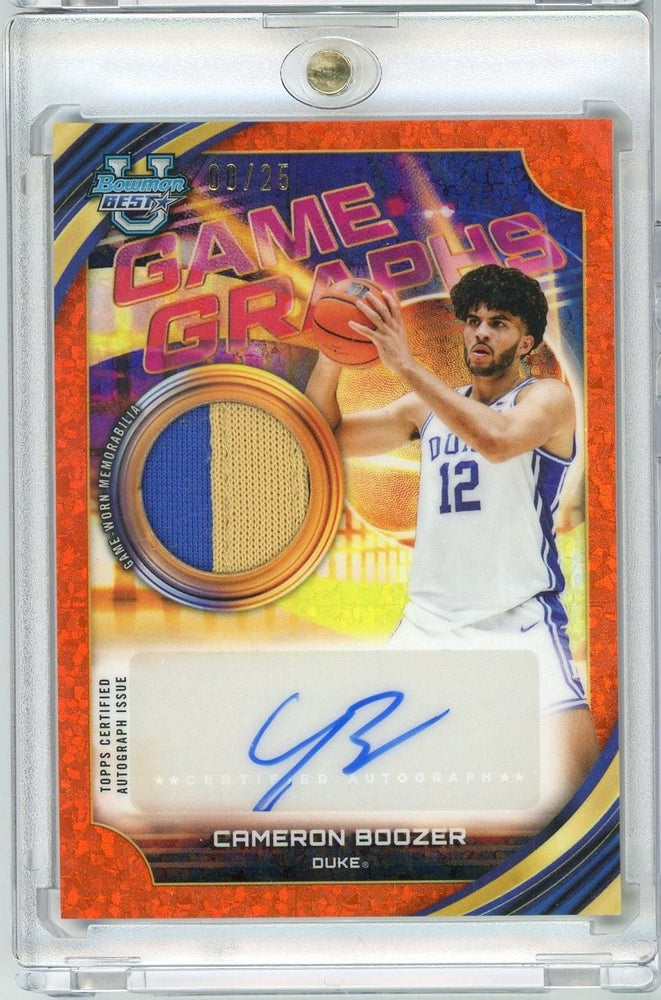 2025-26 Bowman U Best Cameron Boozer #GG-CB Game Graphs Orange Relic Auto /25 Rookie RC Basketball Card (ONLINE ORDER ONLY)