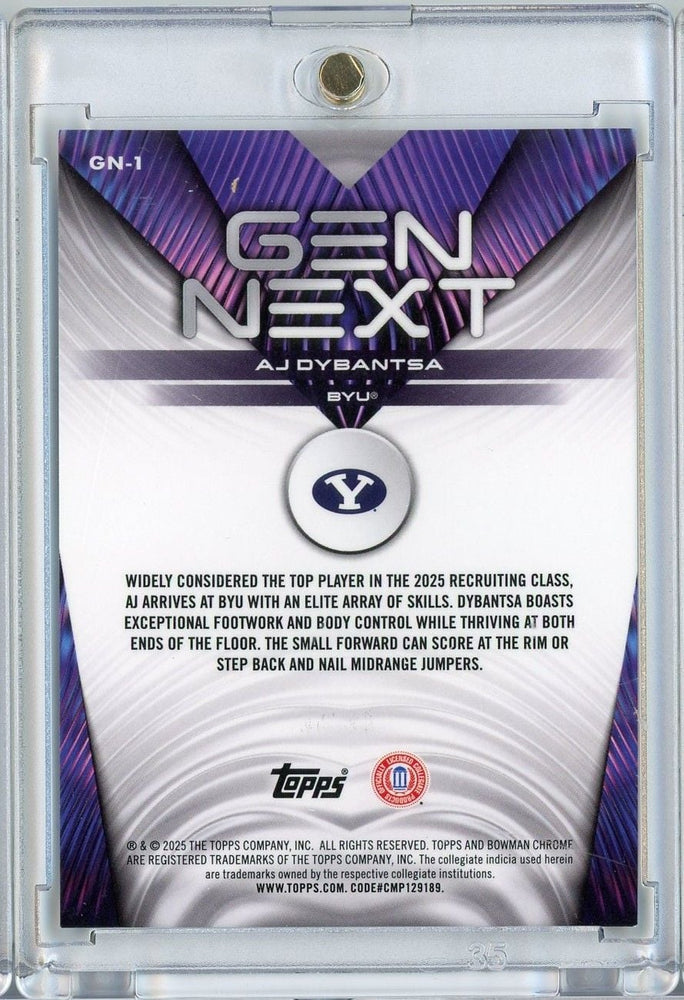 2025 Topps Bowman U Chrome AJ Dybantsa #GN1 Gen Next Gold /50 BYU Cougars Rookie RC Basketball Card (ONLINE ORDER ONLY)