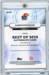 2025 Topps Bowman U Best Darryn Peterson #BADP The Best of 2025 Refractor Autographs Rookie RC Basketball Card (ONLINE ORDER ONLY)