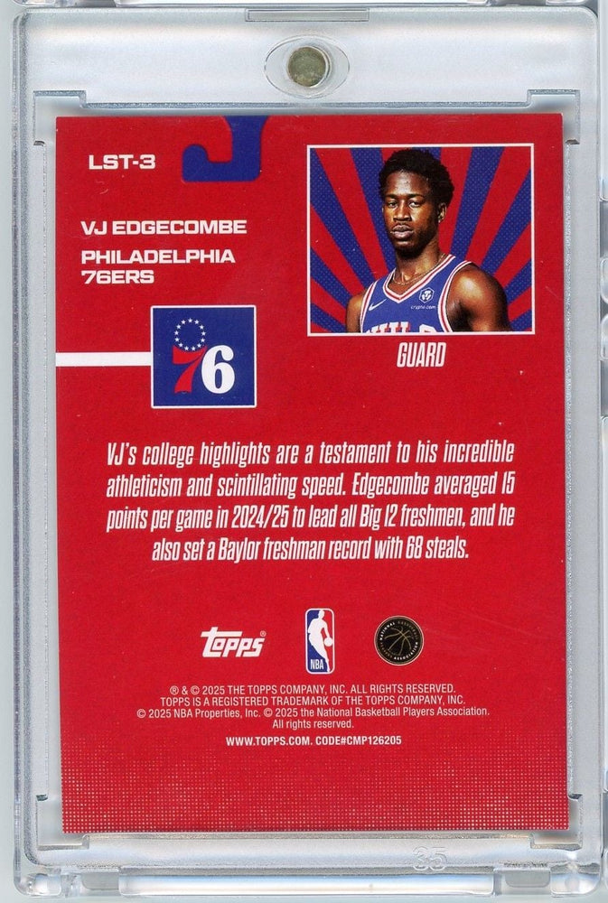 2025 Topps VJ Edgecombe #LST3 Limited Stock Legends Flash Drop /50 Rookie RC Basketball Card (ONLINE ORDER ONLY)