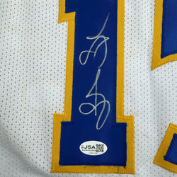 Autographed/Signed Latrell Sprewell Golden State White Retro Basketball Jersey JSA COA (ONLINE ORDER ONLY)