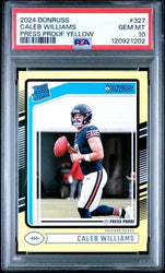 Graded 2024 Donruss Caleb Williams #327 Press Proof Yellow Rookie RC Football Card PSA 10 Gem Mint (ONLINE ORDER ONLY)