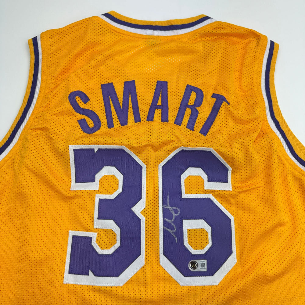 Autographed/Signed Marcus Smart Los Angeles Yellow Basketball Jersey Beckett BAS COA (ONLINE ORDER ONLY)