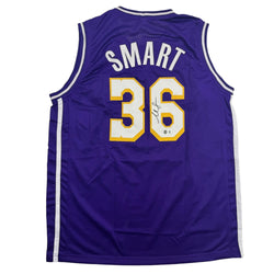 Autographed/Signed Marcus Smart Los Angeles Purple Basketball Jersey Beckett BAS COA (ONLINE ORDER ONLY)