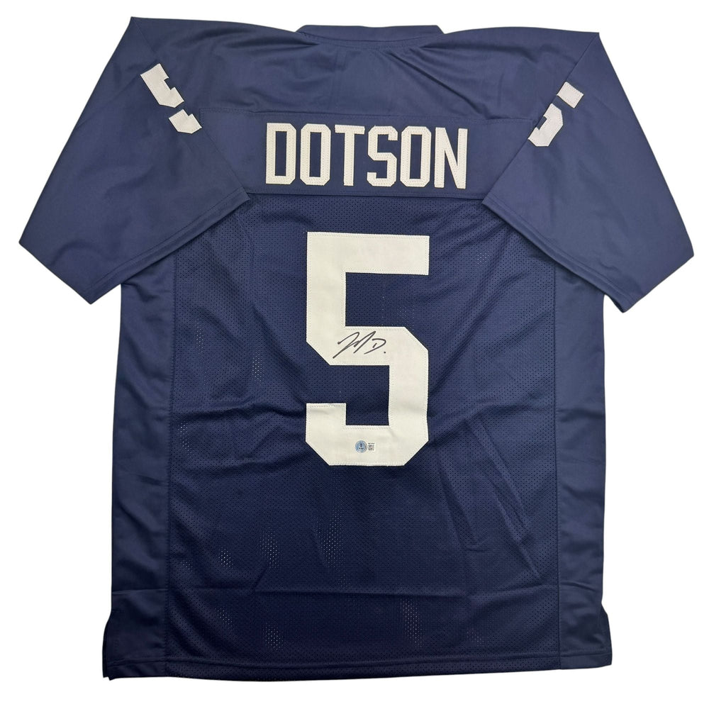 Autographed/Signed Jahan Dotson Penn State Blue College Football Jersey Beckett BAS COA (ONLINE ORDER ONLY)