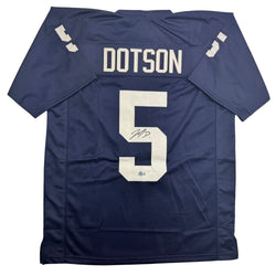 Autographed/Signed Jahan Dotson Penn State Blue College Football Jersey Beckett BAS COA (ONLINE ORDER ONLY)