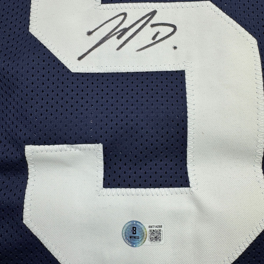 Autographed/Signed Jahan Dotson Penn State Blue College Football Jersey Beckett BAS COA (ONLINE ORDER ONLY)