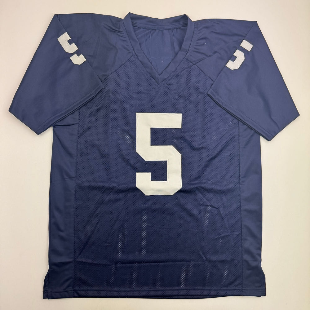 Autographed/Signed Jahan Dotson Penn State Blue College Football Jersey Beckett BAS COA (ONLINE ORDER ONLY)