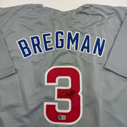 Autographed/Signed Alex Bregman Chicago Grey Baseball Jersey Beckett BAS COA (ONLINE ORDER ONLY)