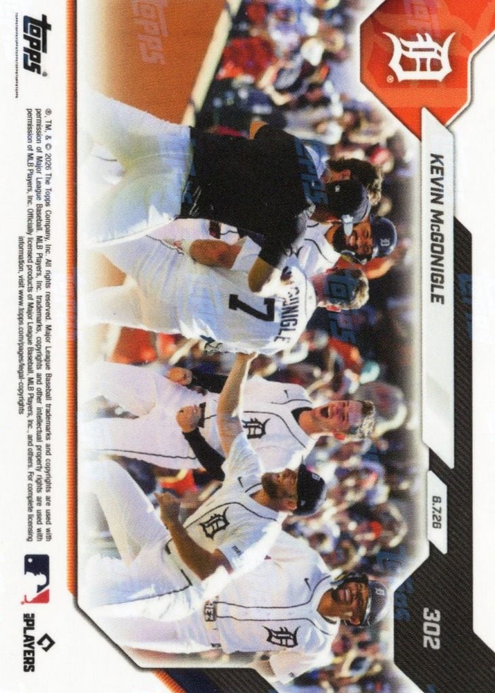 2026 Topps Now Kevin McGonigle #302 Gold Foil /50 1st MLB Walk Off Hit Seals Series Win Vs Seattle Detroit Tigers Rookie RC Baseball Card (ONLINE ORDER ONLY)