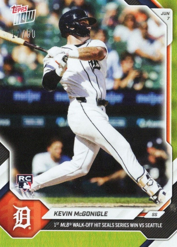 2026 Topps Now Kevin McGonigle #302 Gold Foil /50 1st MLB Walk Off Hit Seals Series Win Vs Seattle Detroit Tigers Rookie RC Baseball Card (ONLINE ORDER ONLY)