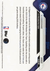 2025 Topps Now VJ Edgecombe #AR03 Orange Foil /25 2025-26 KIA NBA All Rookie First Team Selection Philadelphia 76ers Rookie RC Basketball Card (ONLINE ORDER ONLY)