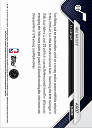 2025 Topps Now Ace Bailey #AR07 2025-26 KIA NBA All Rookie Second Team Selection Utah Jazz Rookie RC Basketball Card (ONLINE ORDER ONLY)