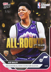 2025 Topps Now Ace Bailey #AR07 Red Foil /5 2025-26 KIA NBA All Rookie Second Team Selection Utah Jazz Rookie RC Basketball Card (ONLINE ORDER ONLY)