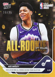 2025 Topps Now Ace Bailey #AR07 Orange Foil /25 2025-26 KIA NBA All Rookie Second Team Selection Utah Jazz Rookie RC Basketball Card (ONLINE ORDER ONLY)