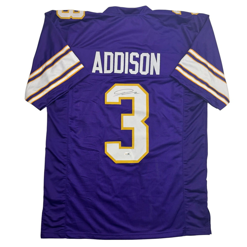 Autographed/Signed Jordan Addison Minnesota Purple Alternate Football Jersey JSA COA (ONLINE ORDER ONLY)