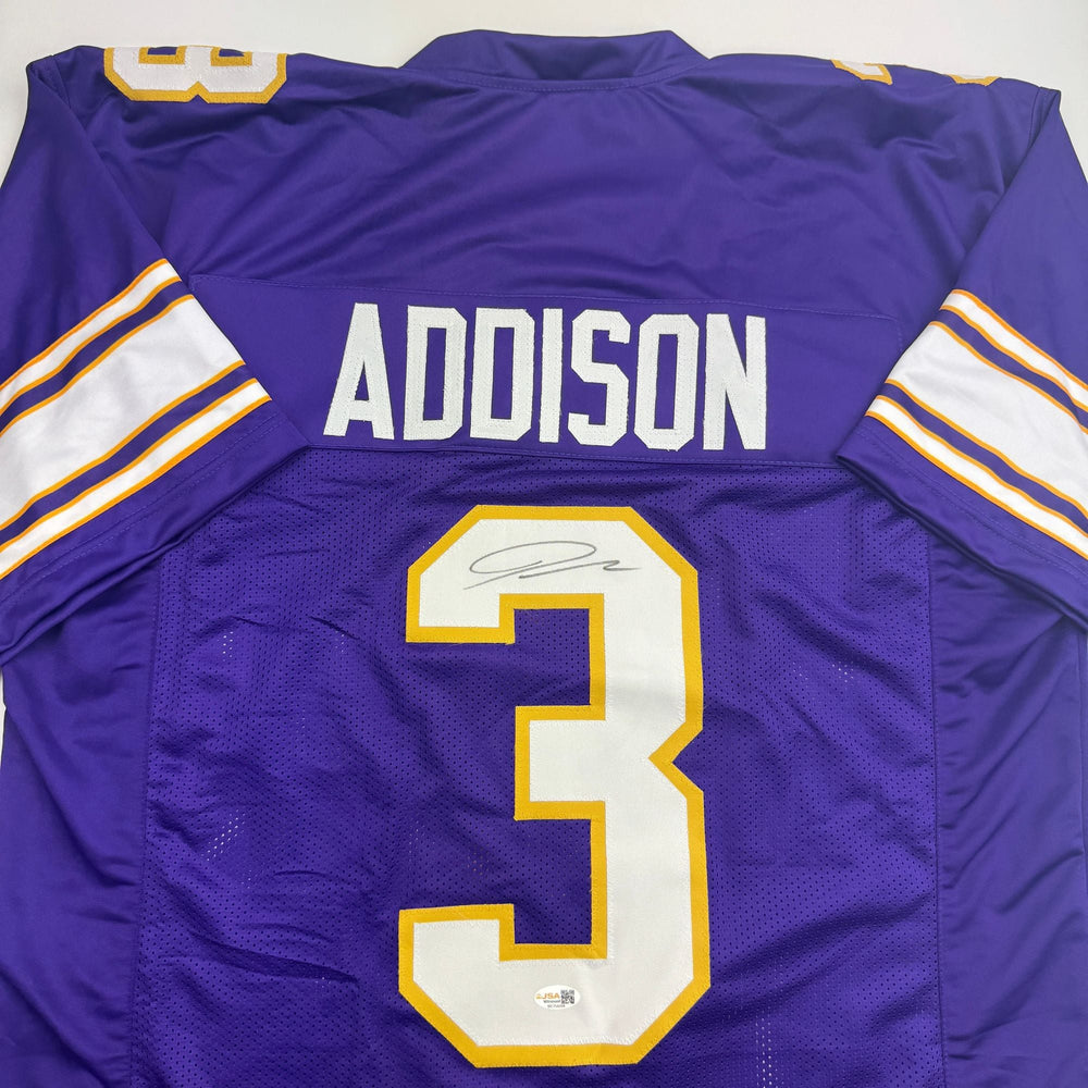 Autographed/Signed Jordan Addison Minnesota Purple Alternate Football Jersey JSA COA (ONLINE ORDER ONLY)