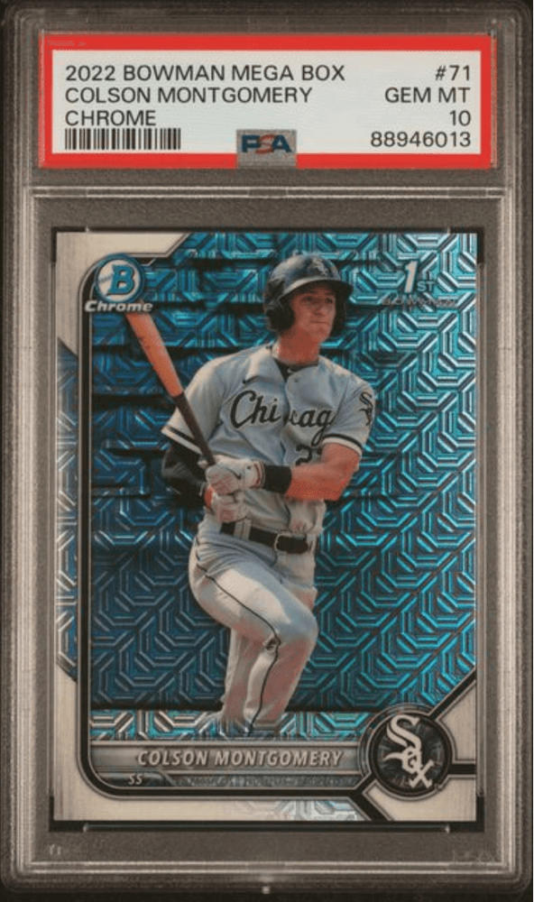 Graded 2022 Topps Bowman Mega Box Colson Montgomery #71 Chrome Rookie RC Baseball Card PSA 10 Gem Mint (ONLINE ORDER ONLY)