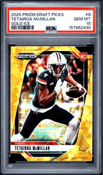 Graded 2025 Panini Prizm Draft Picks Tetairoa McMillan #8 Gold Ice Rookie RC Football Card PSA 10 Gem Mint (ONLINE ORDER ONLY)