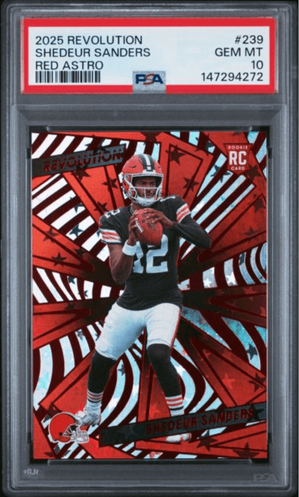 Graded 2025 Panini Revolution Shedeur Sanders #239 Red Astro Rookie RC Football Card PSA 10 Gem Mint (ONLINE ORDER ONLY)