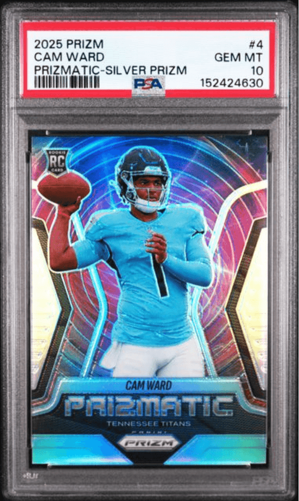 Graded 2025 Panini Prizm Cam Ward #4 Prizmatic Silver Prizm Rookie RC Football Card PSA 10 Gem Mint (ONLINE ORDER ONLY)