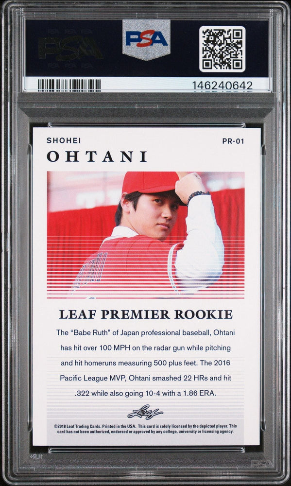 Graded 2018 Leaf Shohei Ohtani #PR-01 Premier Rookies Rookie RC Baseball Card PSA 10 Gem Mint (ONLINE ORDER ONLY)