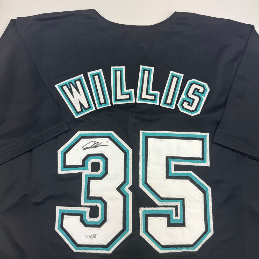 Autographed/Signed Dontrelle Willis Florida Black Baseball Jersey JSA COA (ONLINE ORDER ONLY)