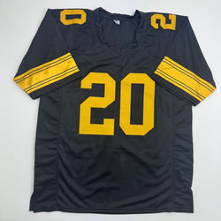 Autographed/Signed Kaleb Johnson Pittsburgh Black Color Rush Football Jersey Beckett BAS COA (ONLINE ORDER ONLY)