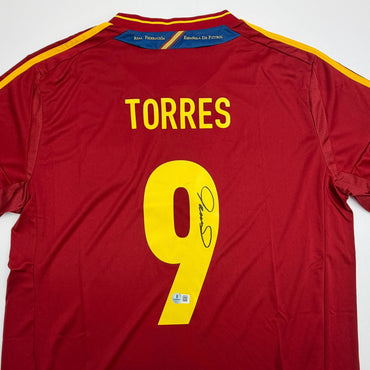 Autographed/Signed Fernando Torres Spain Red Soccer Futbol Jersey Beckett BAS COA #2 (ONLINE ORDER ONLY)