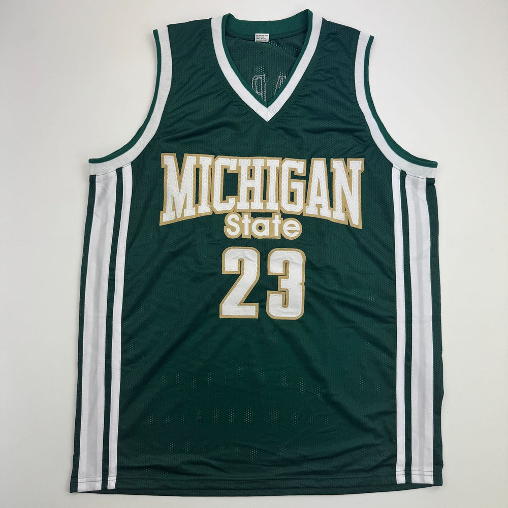 Autographed/Signed Jason Richardson Michigan State Green College Basketball Jersey Beckett BAS COA (ONLINE ORDER ONLY)