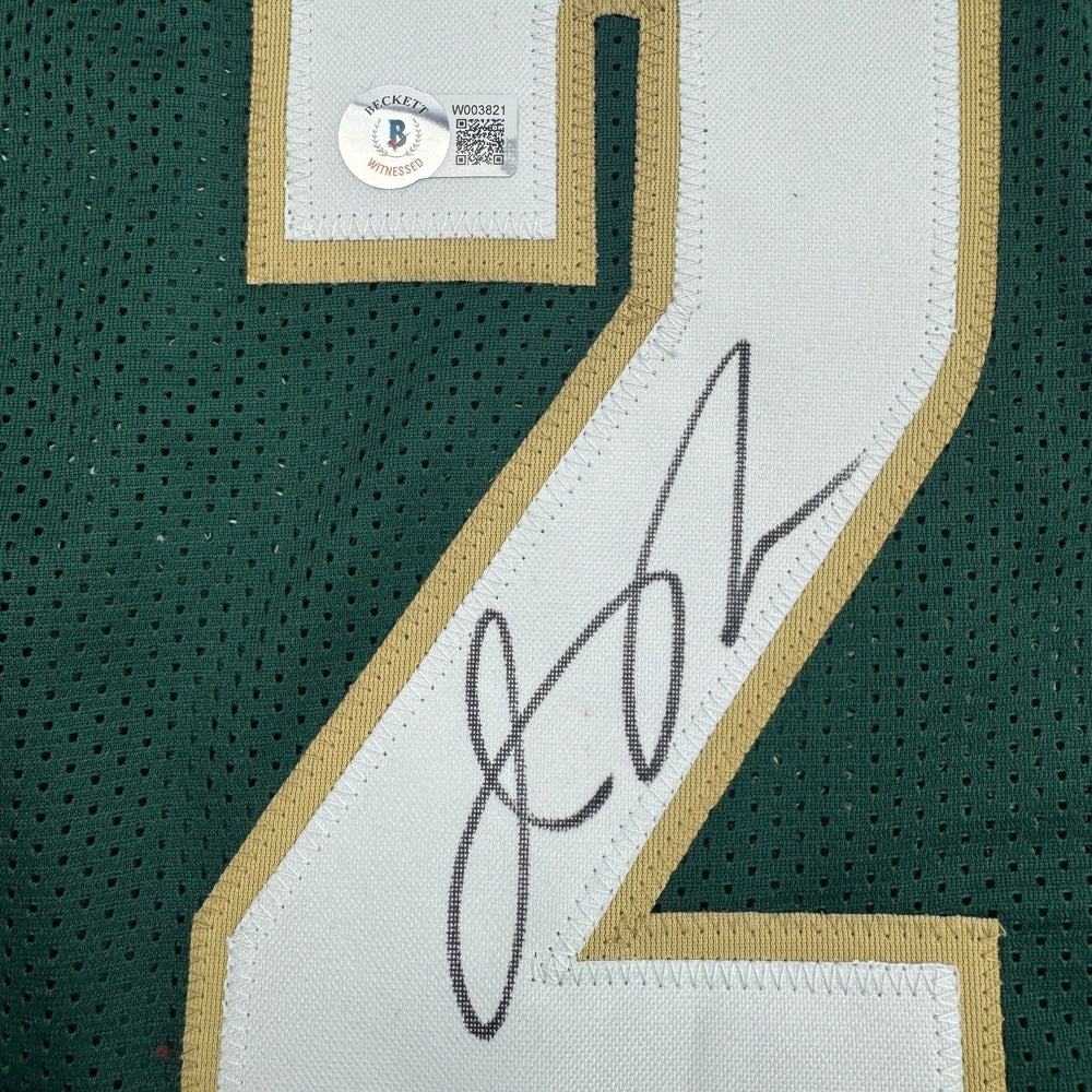Autographed/Signed Jason Richardson Michigan State Green College Basketball Jersey Beckett BAS COA (ONLINE ORDER ONLY)