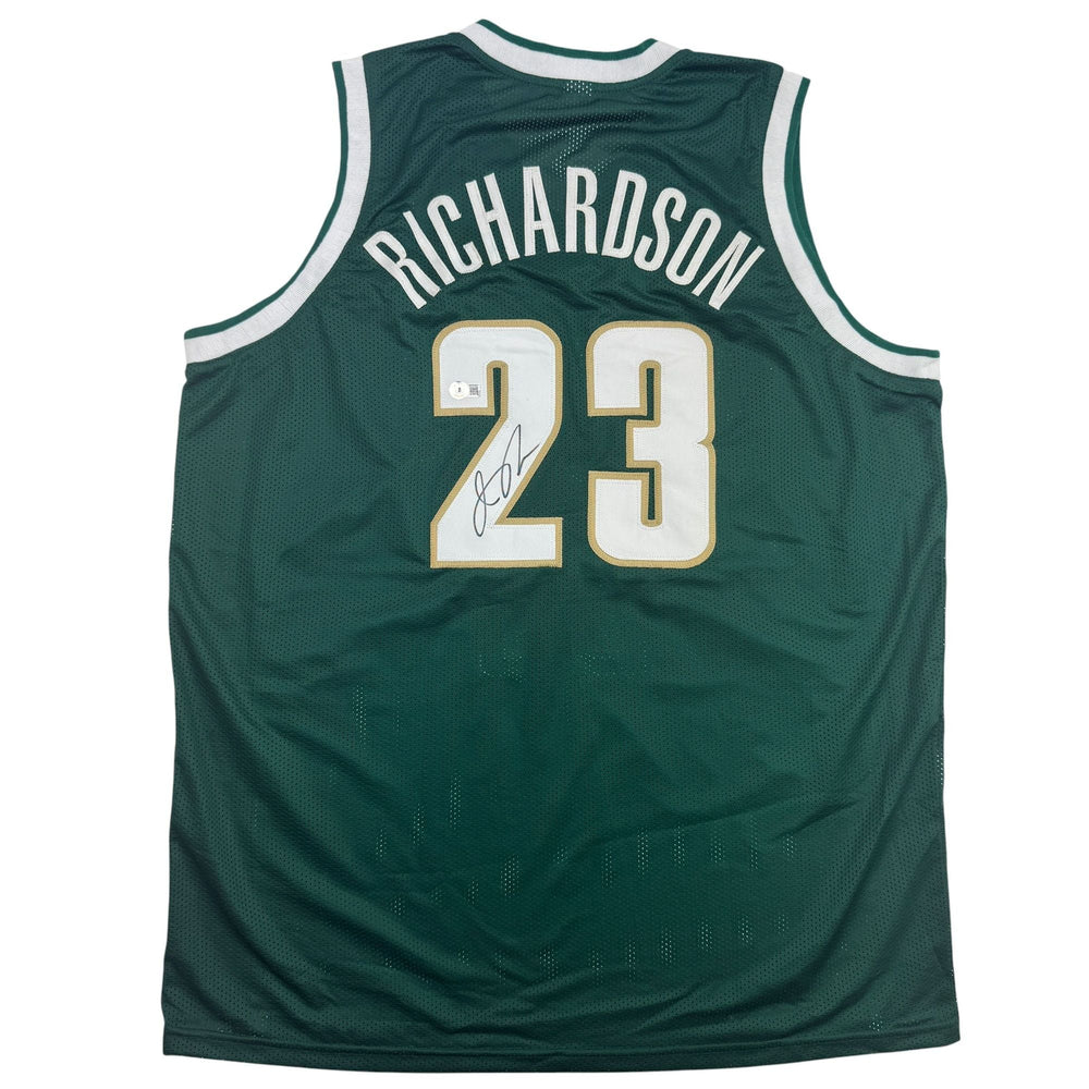 Autographed/Signed Jason Richardson Michigan State Green College Basketball Jersey Beckett BAS COA (ONLINE ORDER ONLY)