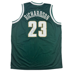 Autographed/Signed Jason Richardson Michigan State Green College Basketball Jersey Beckett BAS COA (ONLINE ORDER ONLY)