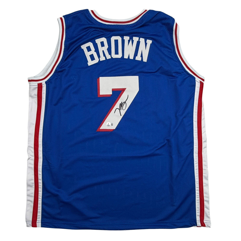 Autographed/Signed Jaylen Brown Philadelphia 76ers Blue Basketball Jersey Beckett BAS COA (ONLINE ORDER ONLY)
