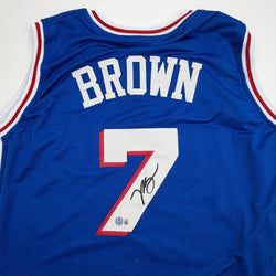 Autographed/Signed Jaylen Brown Philadelphia 76ers Blue Basketball Jersey Beckett BAS COA (ONLINE ORDER ONLY)