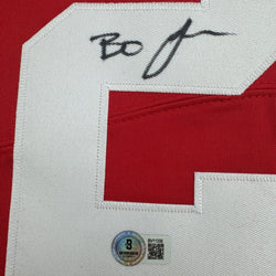 Autographed/Signed Lamar Bo Jackson Ohio State Red College Football Jersey Beckett BAS COA (ONLINE ORDER ONLY)
