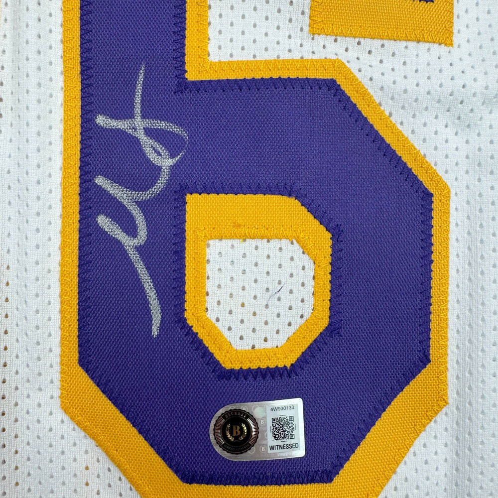 Autographed/Signed Marcus Smart Los Angeles White Basketball Jersey Beckett BAS COA (ONLINE ORDER ONLY)
